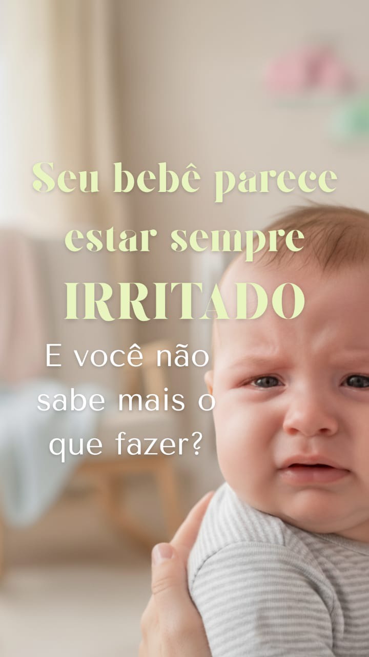 Arte com fotografia de bebê e texto sobre irritação