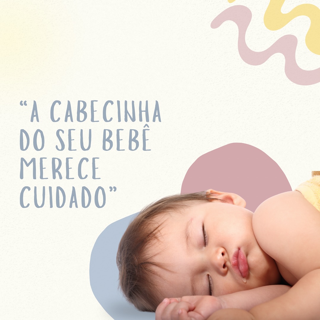 Arte sobre o cuidado com a cabeça do bebê